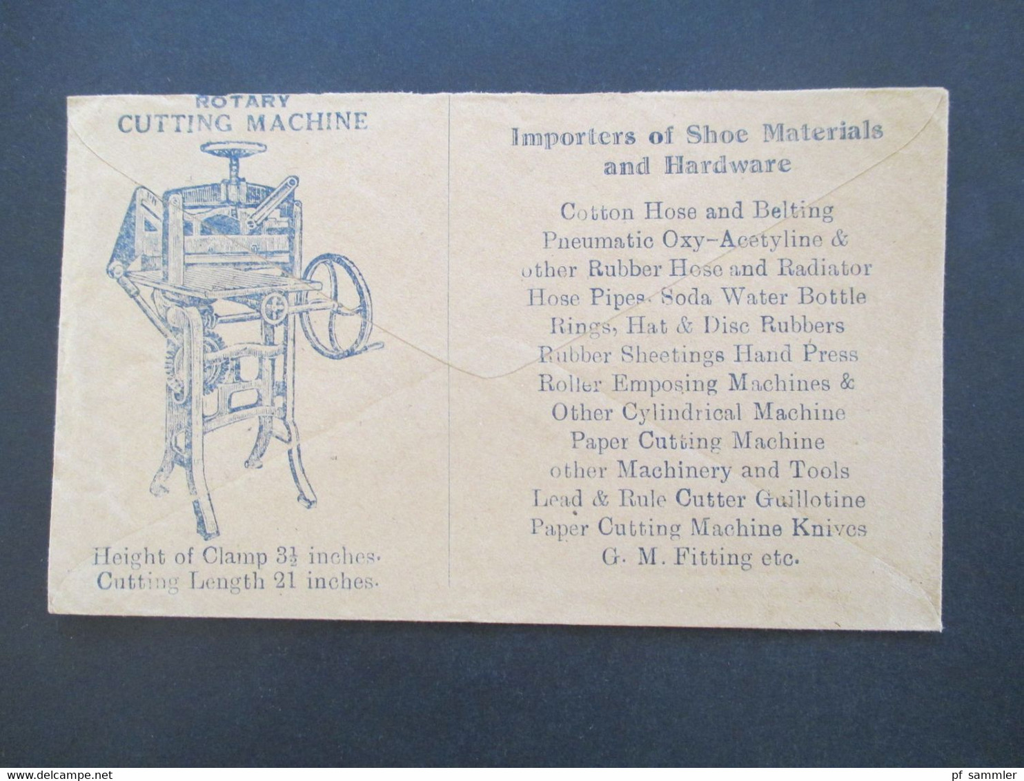 GB Kolonie Indien 1945 Dekorativer Firmen Umschlag K.E. Naicker & Co. Rebuilt Printing Machines / Rotary Cutting Machine - 1936-47 Roi Georges VI