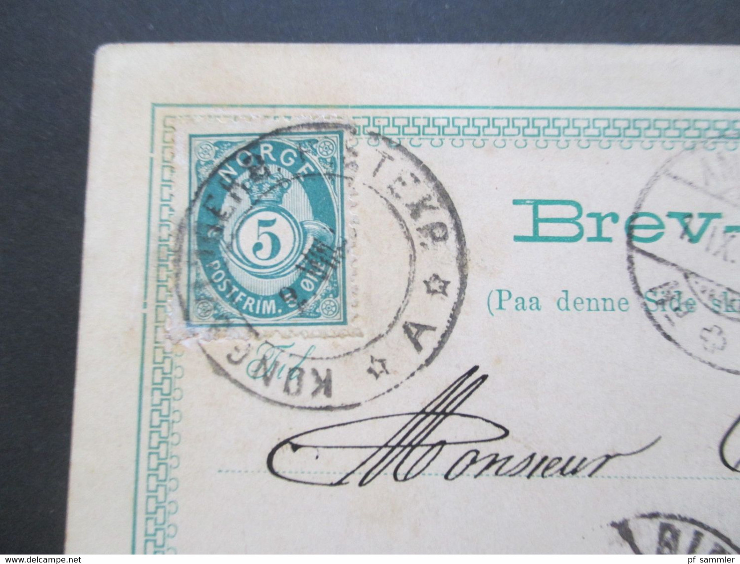 Norwegen 1909 GA Mit Zusatzfrankatur Stempel Kongsvinger - Bienne Schweiz Mit Bahnpost Stempel Ambulant No 2 - Lettres & Documents