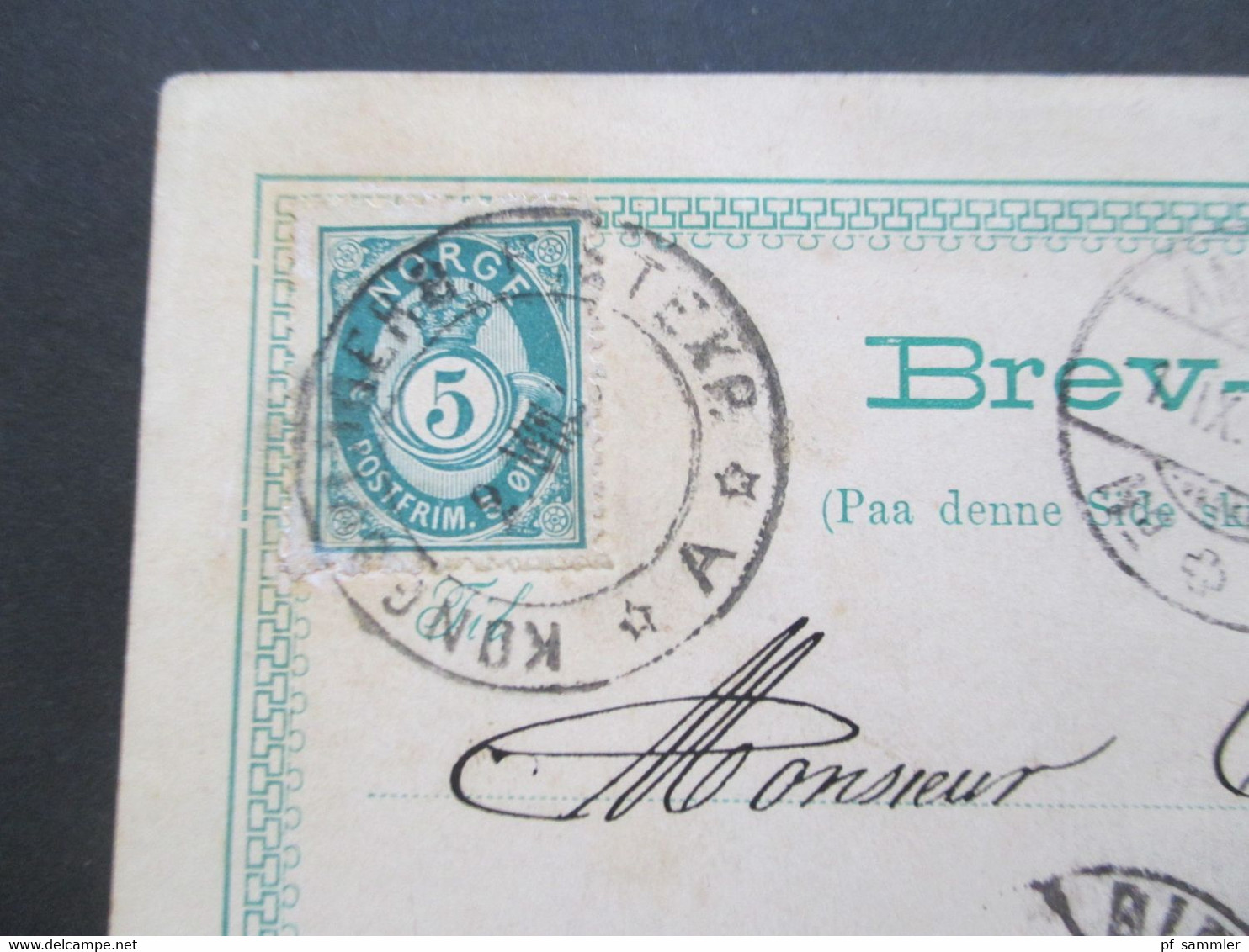 Norwegen 1909 GA Mit Zusatzfrankatur Stempel Kongsvinger - Bienne Schweiz Mit Bahnpost Stempel Ambulant No 2 - Storia Postale