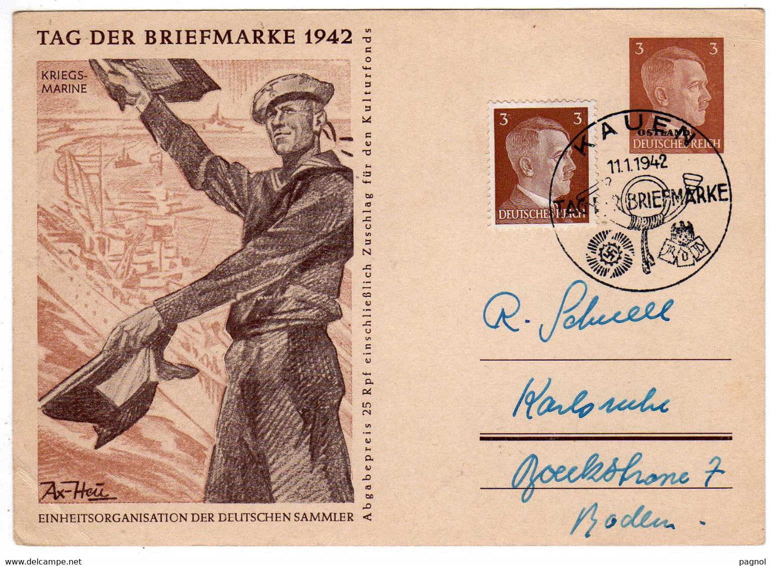 Pays Baltes : Ostland : Entiers Postaux : Occupation Allemagne 1942 ( Cachet Kauen ) - Europe (Other)