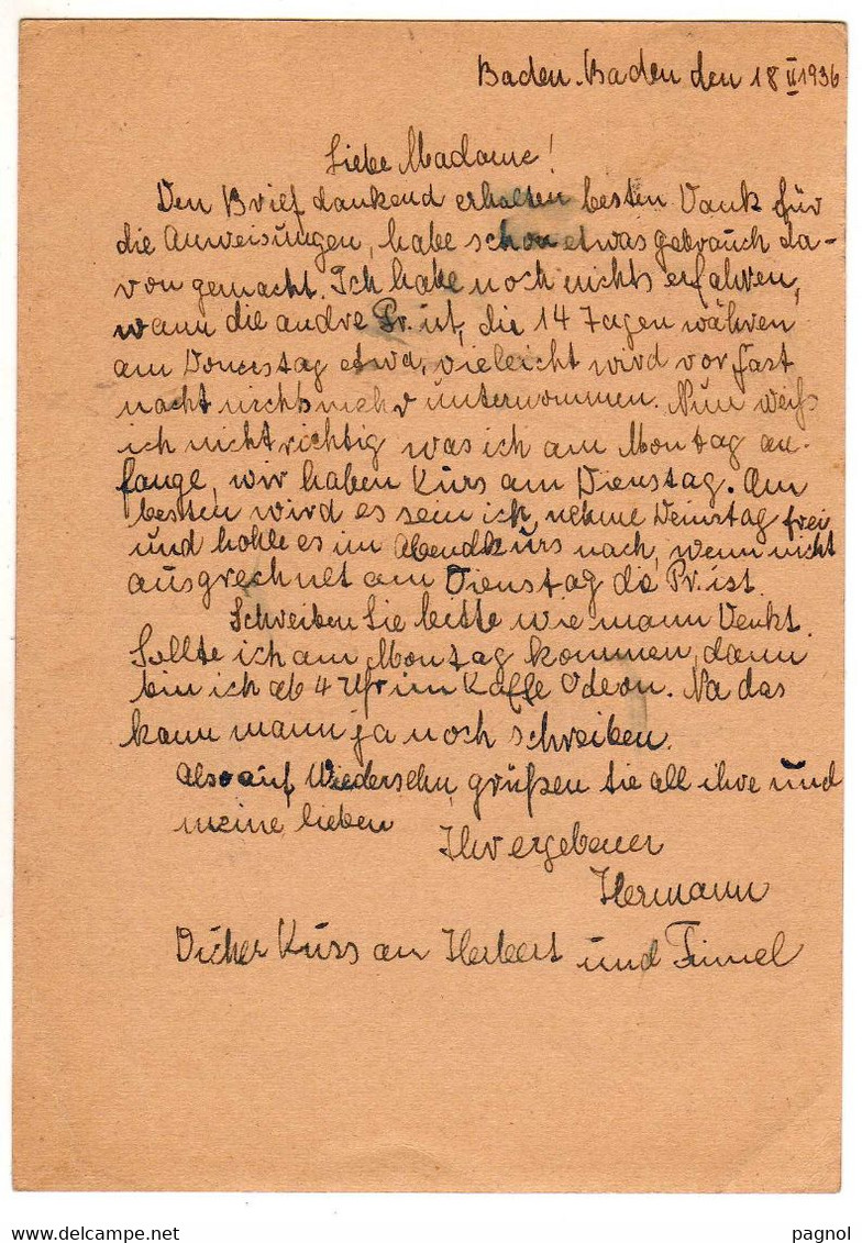 Allemagne :  : Entiers Postaux : ( Cachet Baden - Baden ) - Other & Unclassified