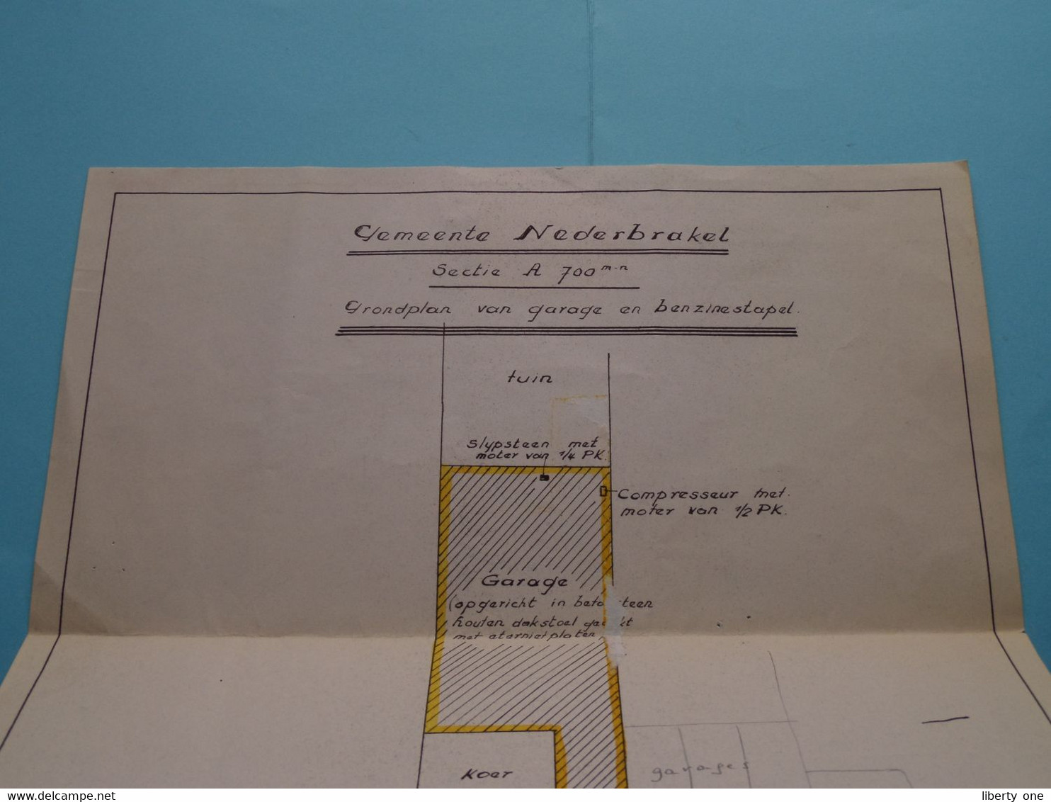 Gemeente NEDERBRAKEL Sectie A 700 GRONDPLAN Van Garage En Benzinestapel DRIEHOEKSTRAAT 1968 (zie Foto's Voor Detail) ! - Andere Pläne