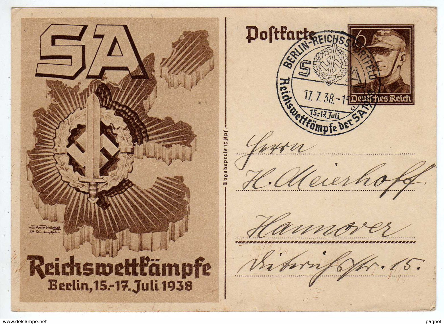 Allemagne :  : Entiers Postaux : Cachet Berlin  ) Reichswettfämpfe Der SA - Altri & Non Classificati