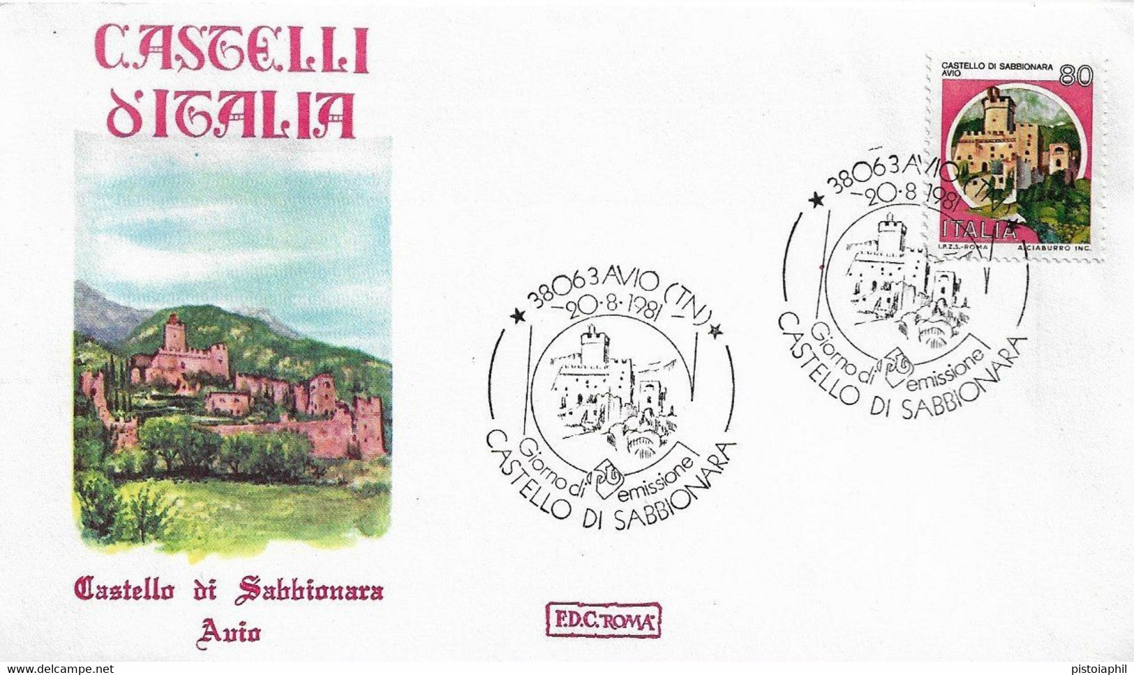 Fdc Roma: CASTELLO DI SABBIONARA AVIO 1981; No Viaggiata,; AS - FDC