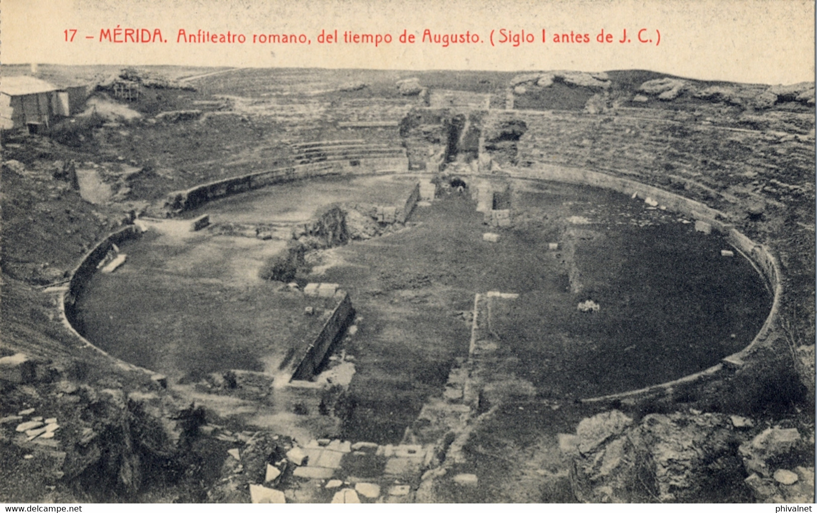 BADAJOZ  , T.P. NO CIRCULADA  , COL. BOCCONI , MÉRIDA - ANFITEATRO ROMANO DEL TIEMPO DE AUGUSTO - Mérida