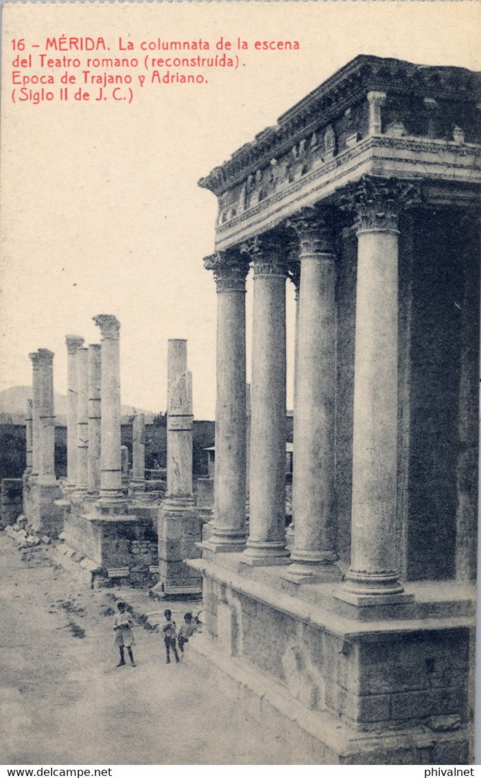 BADAJOZ  , T.P. NO CIRCULADA  , COL. BOCCONI , MÉRIDA - LA COLUMNATA DE LA ESCENA DEL TEATRO ROMANO - Mérida