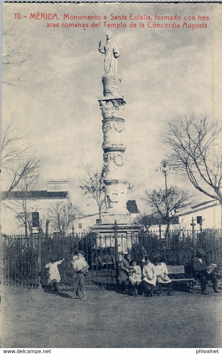 BADAJOZ  , T.P. NO CIRCULADA  , COL. BOCCONI , MÉRIDA - MONUMENTO A SANTA EULALIA - Mérida