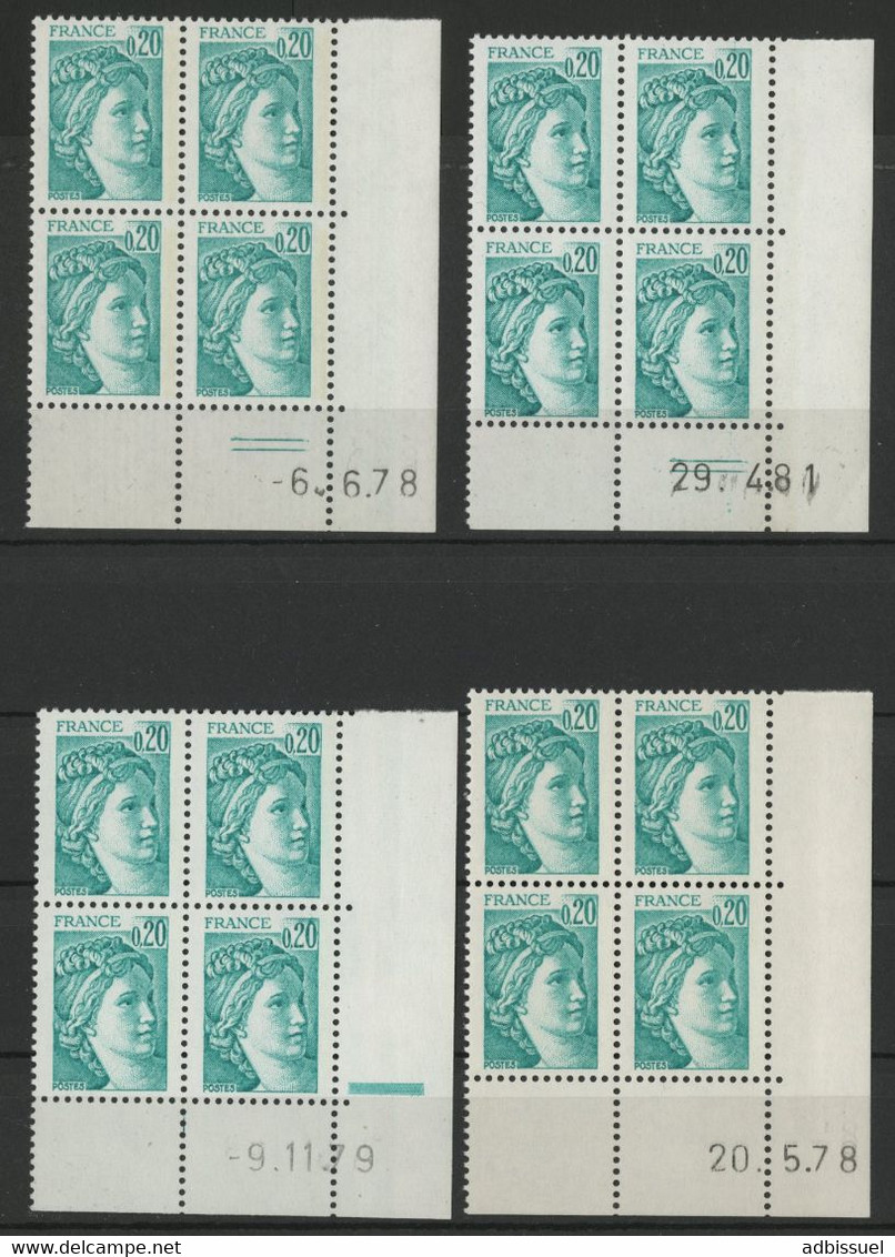 N° 1967 4 Coins Datés Du 20ct TYPE SABINE DE GANDON Neufs ** (MNH) TB. Voir Description - 1970-1979