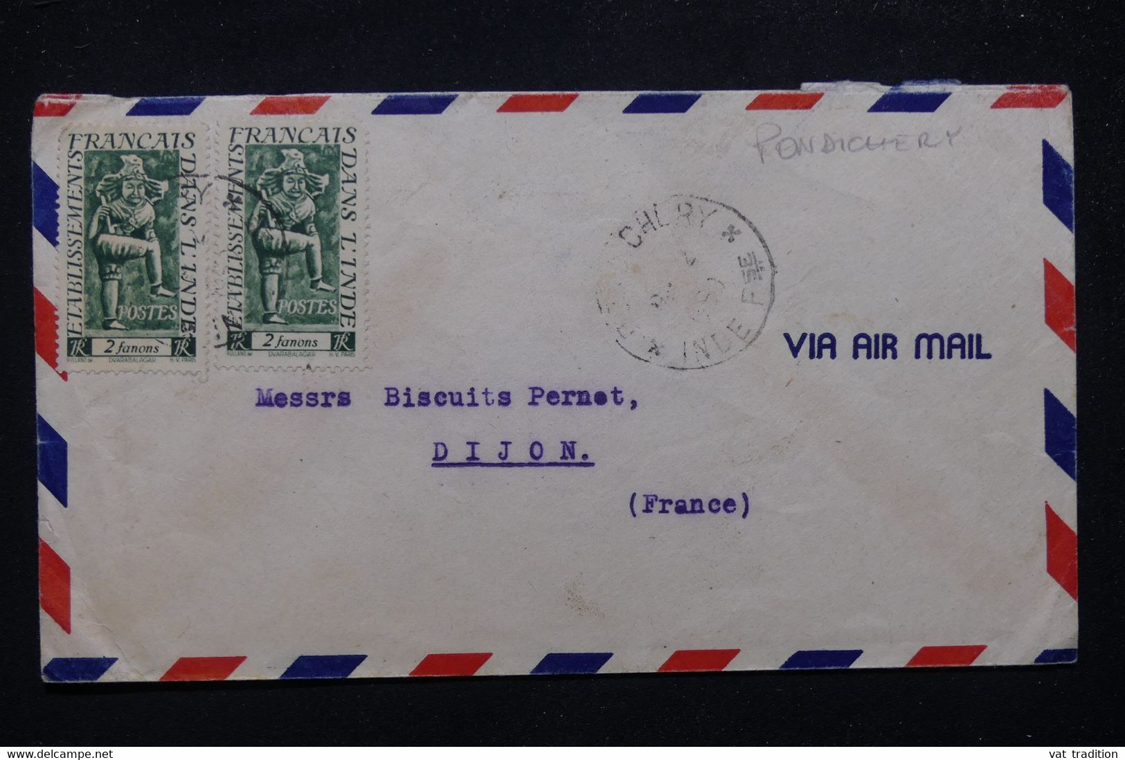 INDE - Enveloppe De Pondichéry Pour La France Par Avion - L 81794 - Lettres & Documents