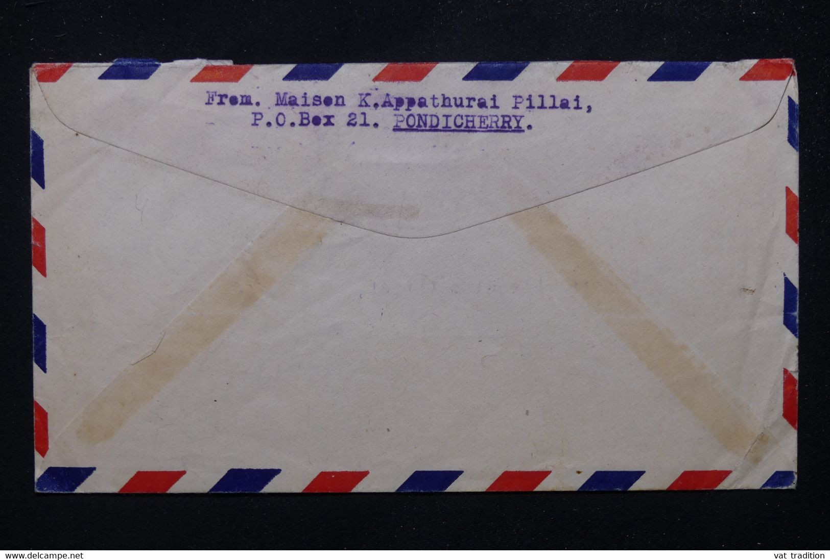 INDE - Enveloppe De Pondichéry Pour La France Par Avion - L 81794 - Lettres & Documents