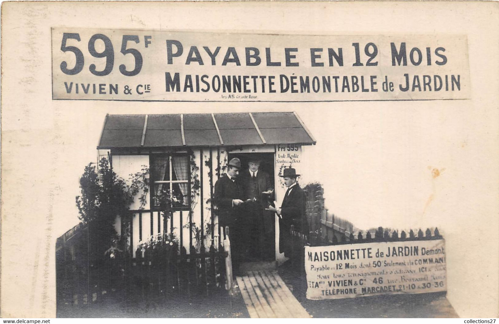 PARIS-75017-CARTE-PHOTO-ETABLISSEMENT VIVIEN ET CARPENTIER- 46 RUE BOURSAULT - MAISONNETTE DE JARDIN - Arrondissement: 17