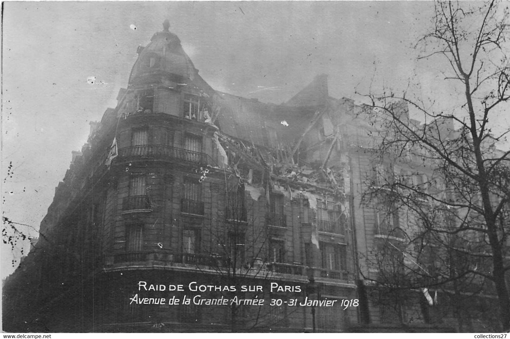 PARIS-75017-AVENUE DE LA GRANDE ARMEE- RAID DE GATHAS SUR PARIS LE 30/31 JANVIER 1918 - Arrondissement: 17
