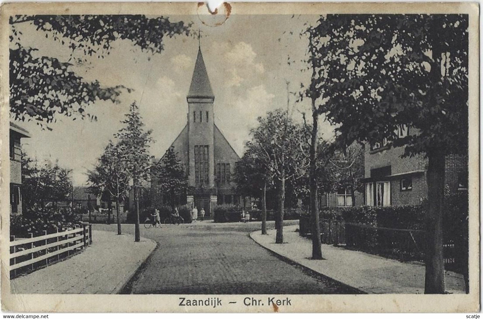 Zaandijk.   -   Chr. Kerk   -   (beschadigd Door Duimspijker)   1947   Naar   Veldpostkantoor - Zaanstreek