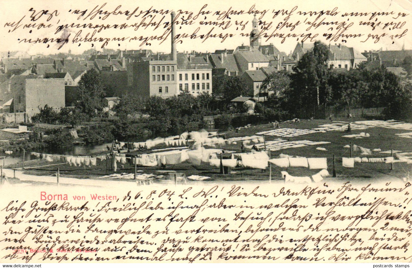 Borna, Von Westen Gesehen, 1904 Nach Lausigk Versandt - Borna