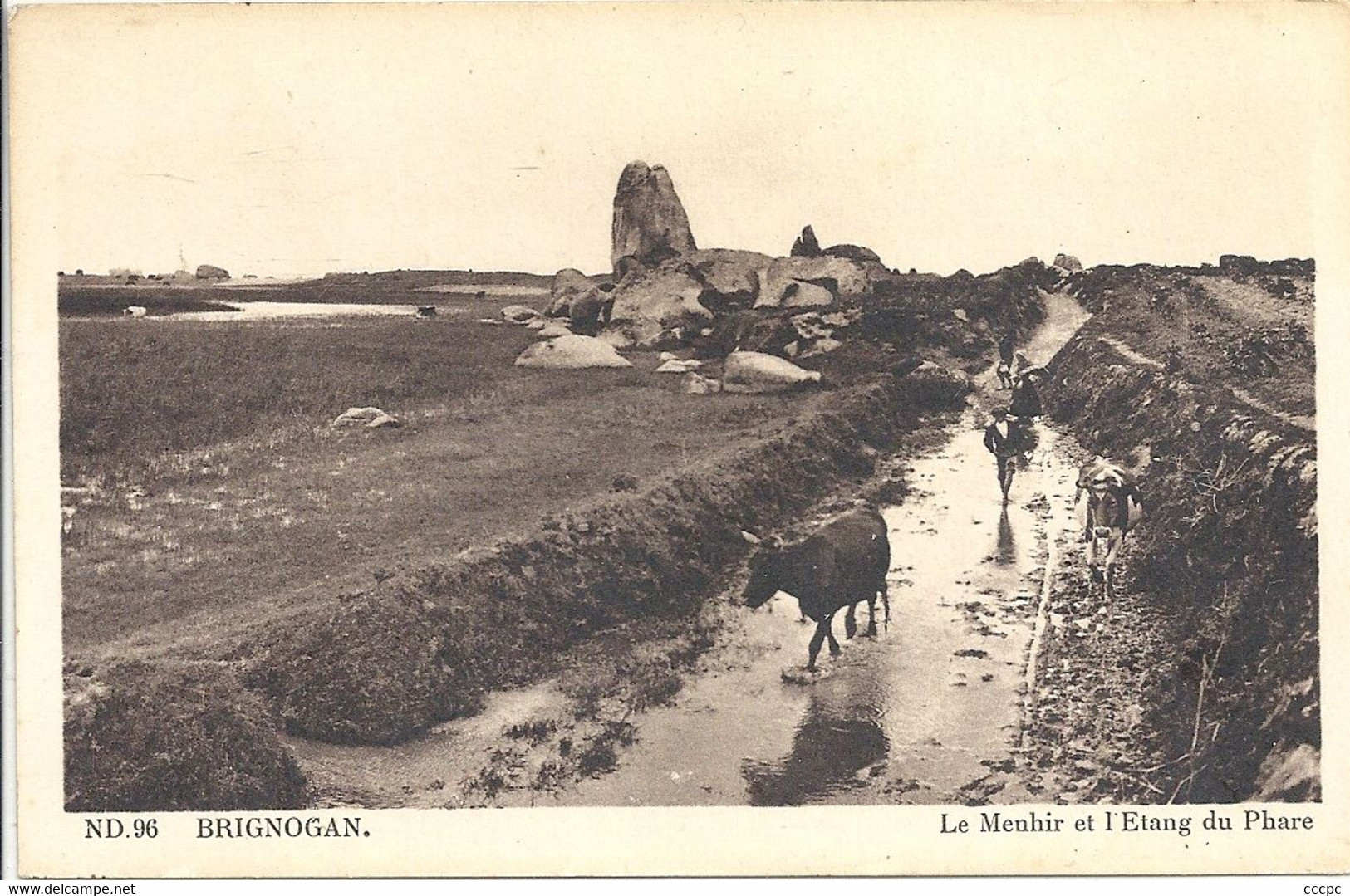 CPA Brignognan Le Menhir Et L'étang Du Phare - Brignogan-Plage