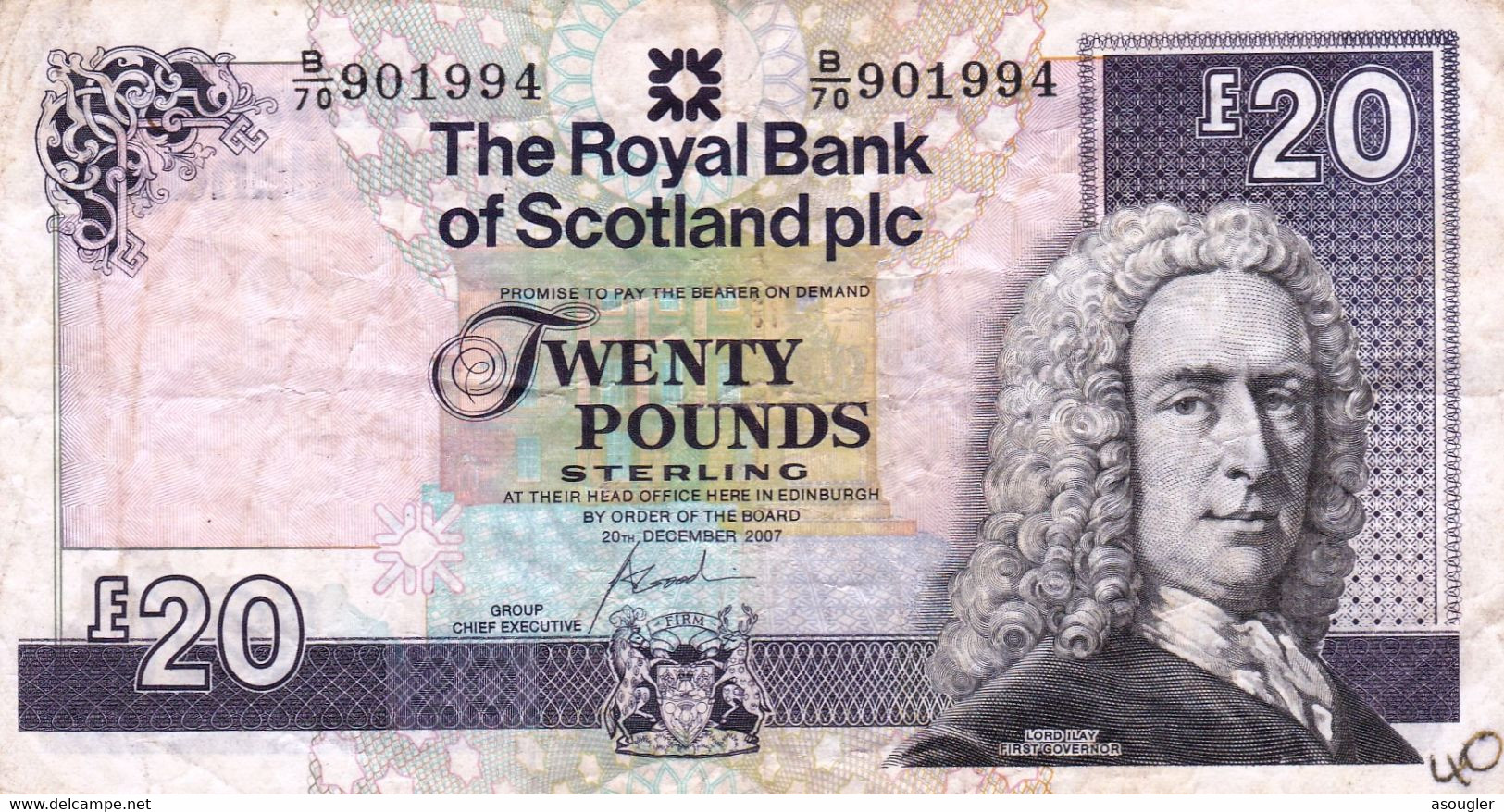 United Kingdom Scotland 20 Pounds 2007 F-VF P-354d "free Shipping Via Registered Air Mail" - 20 Pounds
