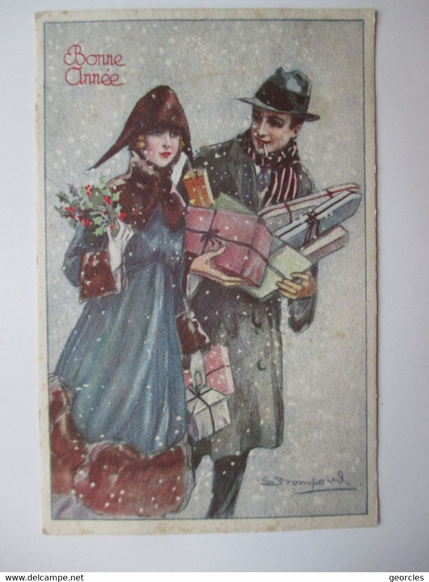 BOMPARD   -   JEUNE  COUPLE  PORTANT  DES  CADEAUX  -  BONNE  ANNEE      .......          TTB - Bompard, S.