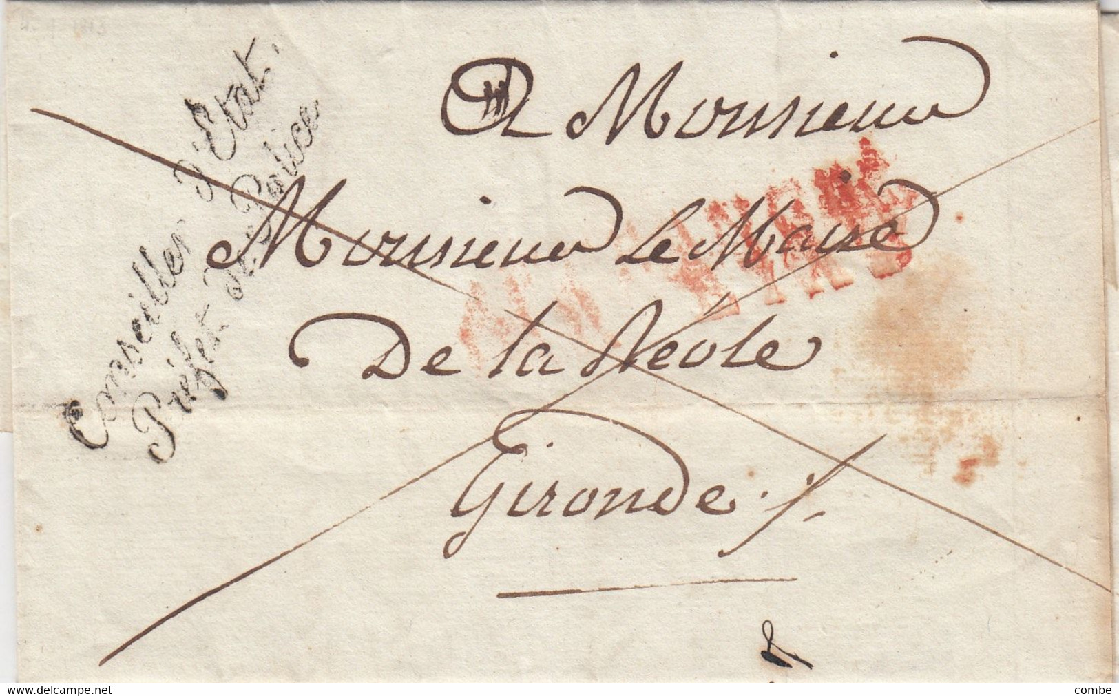 LETTRE.  PARIS. 4 SEPT 1813. PREFECTURE DE POLICE. PASSEPORTS. DEMANDE DE RENSEIGNEMENT LE PLUS SECRETEMENT POSSIBLE/  2 - 1801-1848: Voorlopers XIX