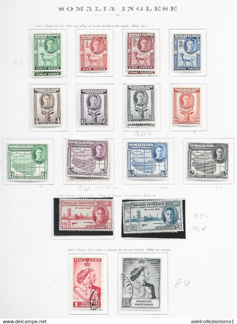 94196) SOMALIA INGLESE- LOTTO FRANCOBOLLI  DI GIORGIO VI -USATI-MLH* - Somaliland (Protectoraat ...-1959)