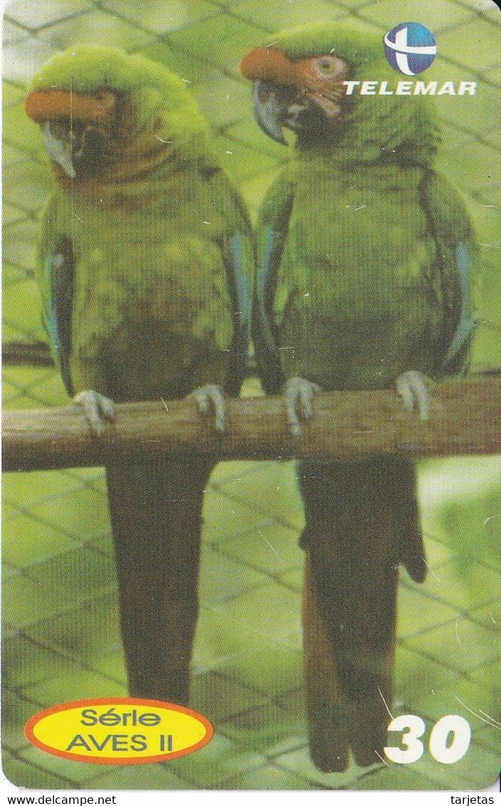 TARJETA DE BRASIL DE UN GUACAMAYOS VERDES (PARROT-LORO) - Loros