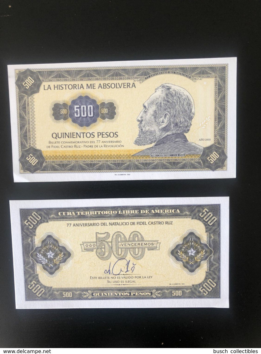2003 Matej Gabris Fidel Castro Cuba 500 Pesos  UNC SPECIMEN ESSAY Tirage Limité - Fictifs & Spécimens