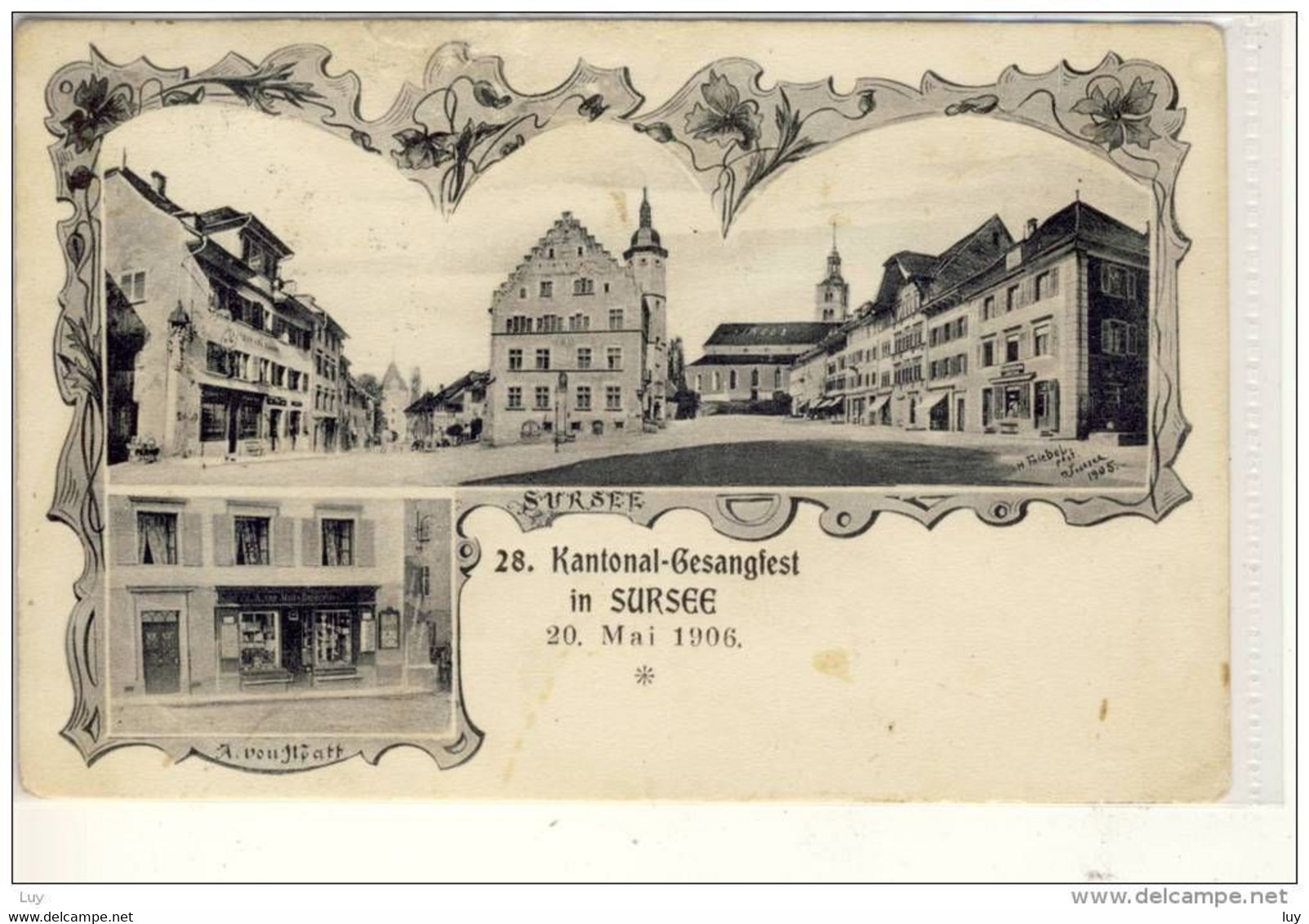 SURSEE  2. Kantonal-Gesangsfest 20. Mai 1906, Litho - Sursee