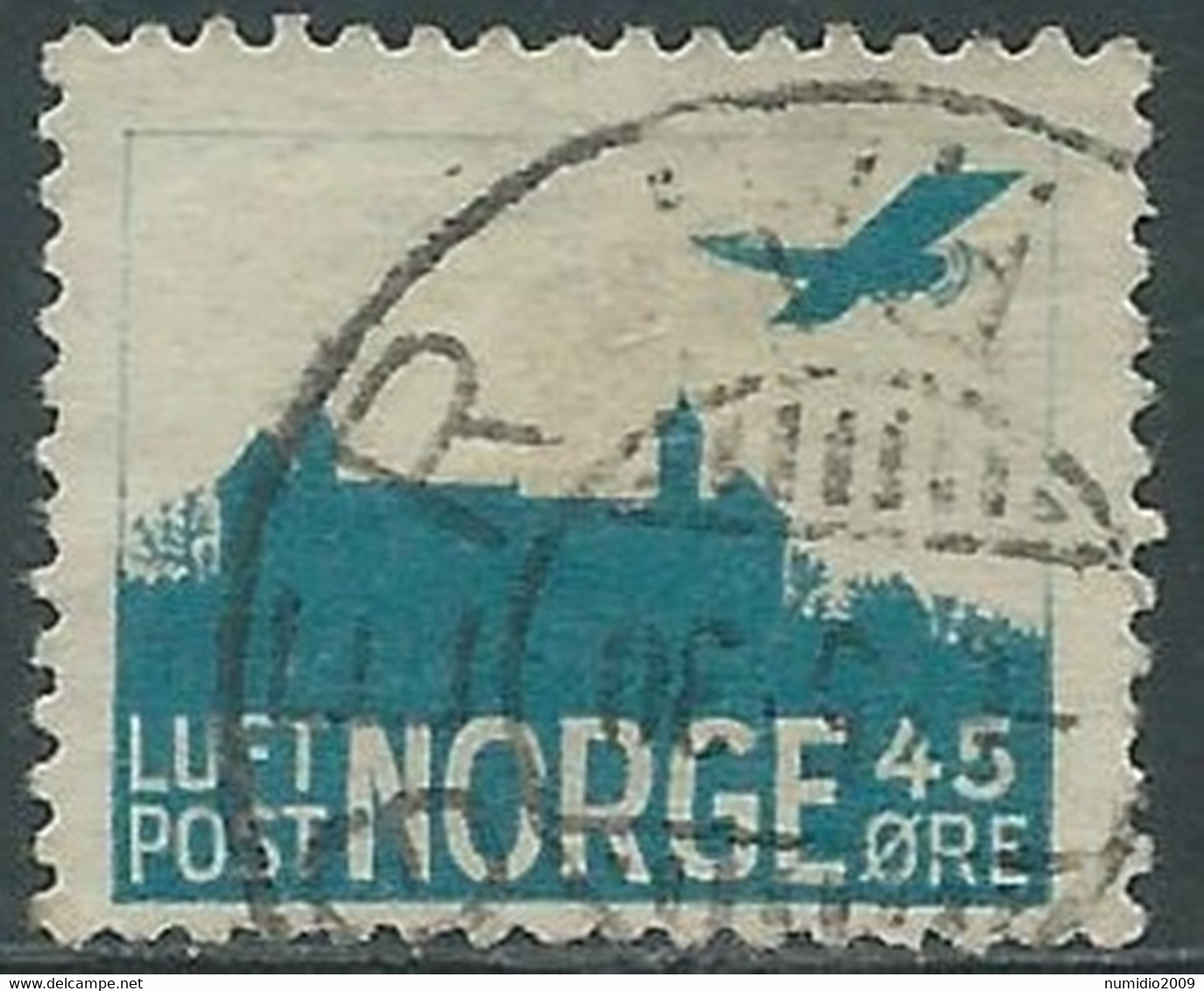 1927 NORVEGIA POSTA AEREA USATO AEREO E CASTELLO AKERSHUS OSLO - RD38-2 - Used Stamps