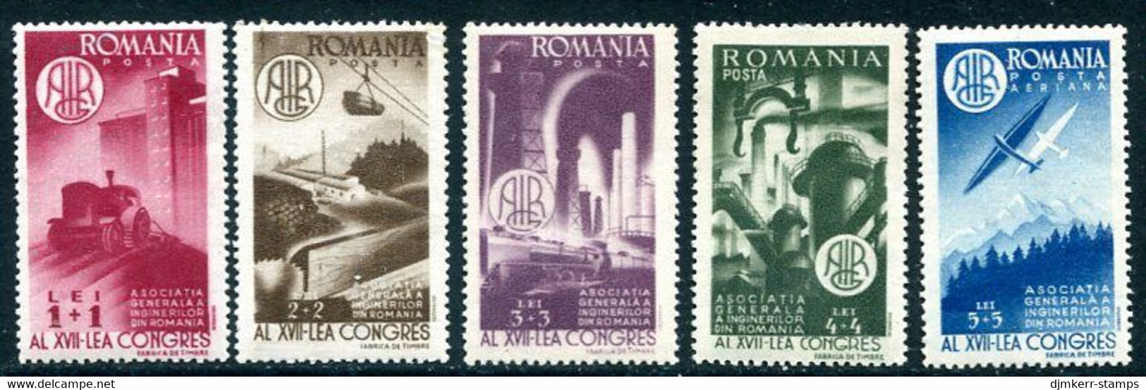 ROMANIA 1947 AGIR Engineers' Congress MNH / **.  Michel 1078-82 - Unused Stamps