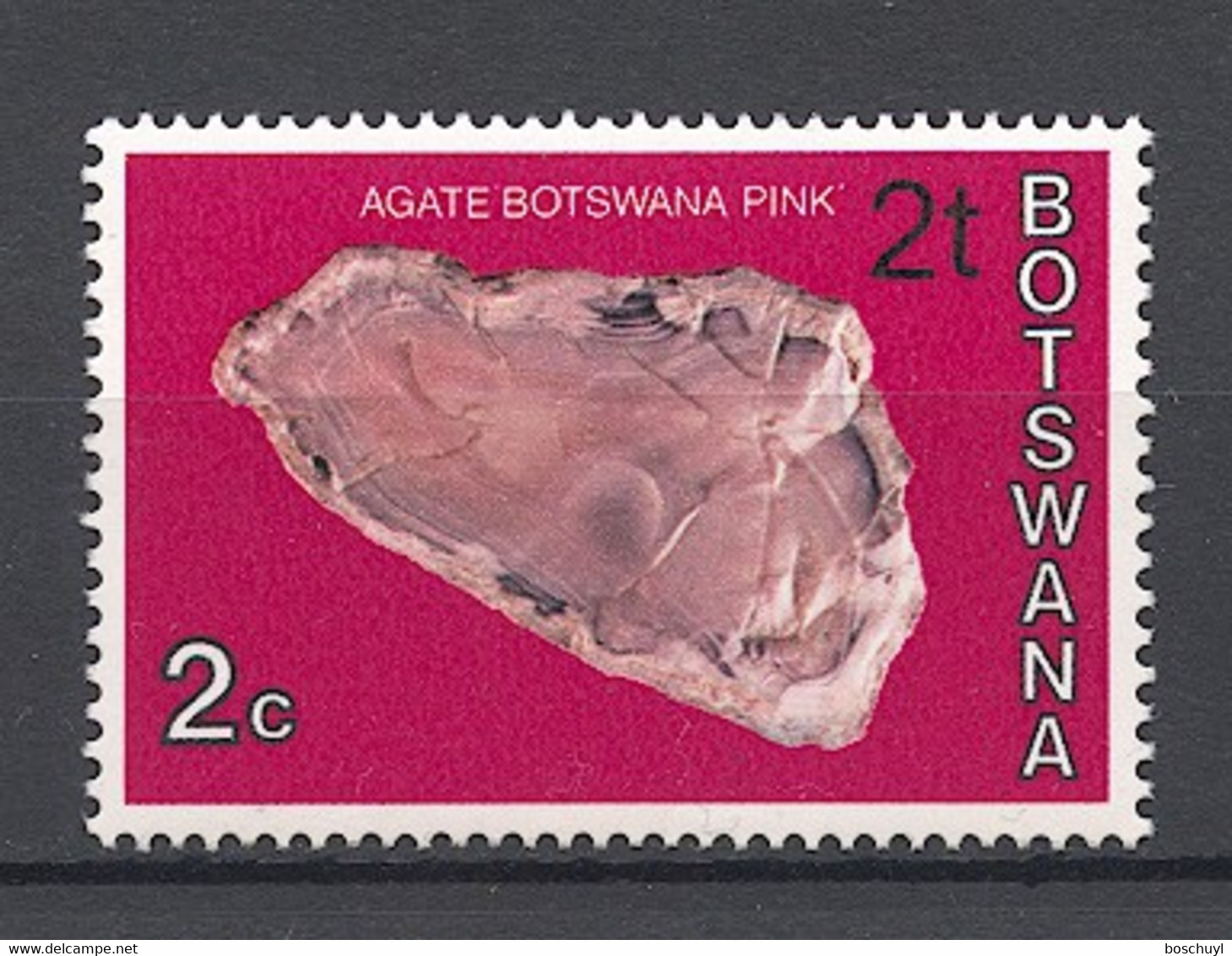 Botswana, 1977, Minerals, 2 T On 2 C, Overprinted, MNH, Michel 156 Type II - Botswana (1966-...)