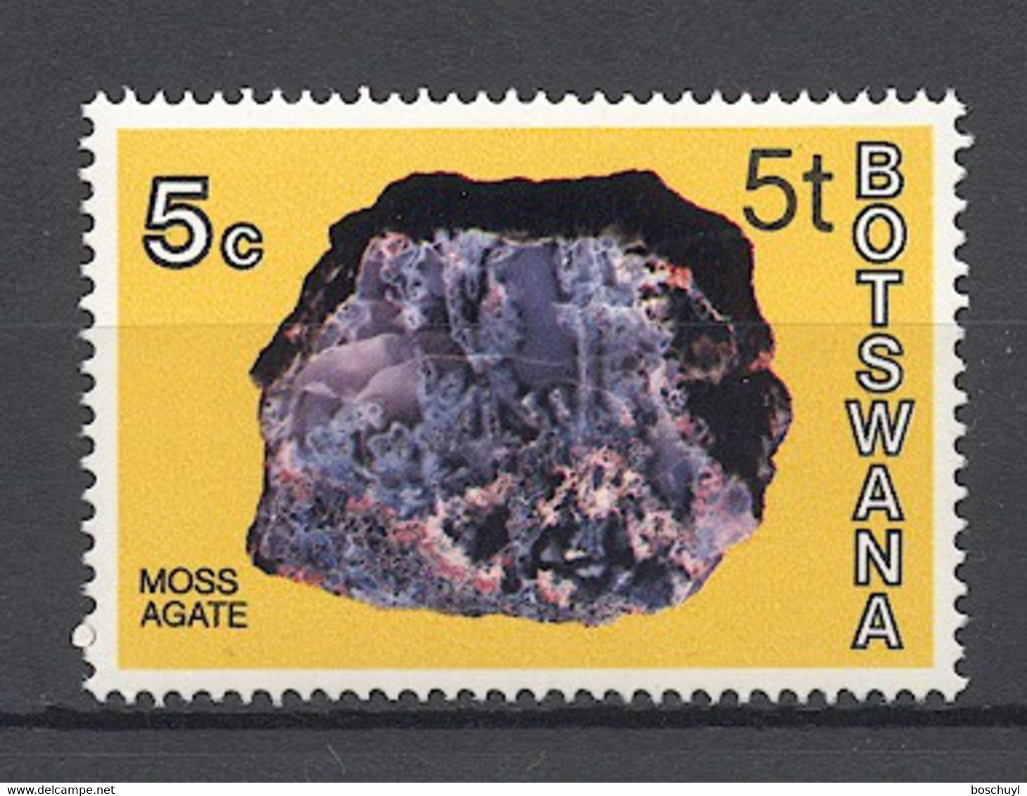 Botswana, 1977, Minerals, 5 T On 5 C, Overprinted, MNH, Michel 159 Type II - Botswana (1966-...)