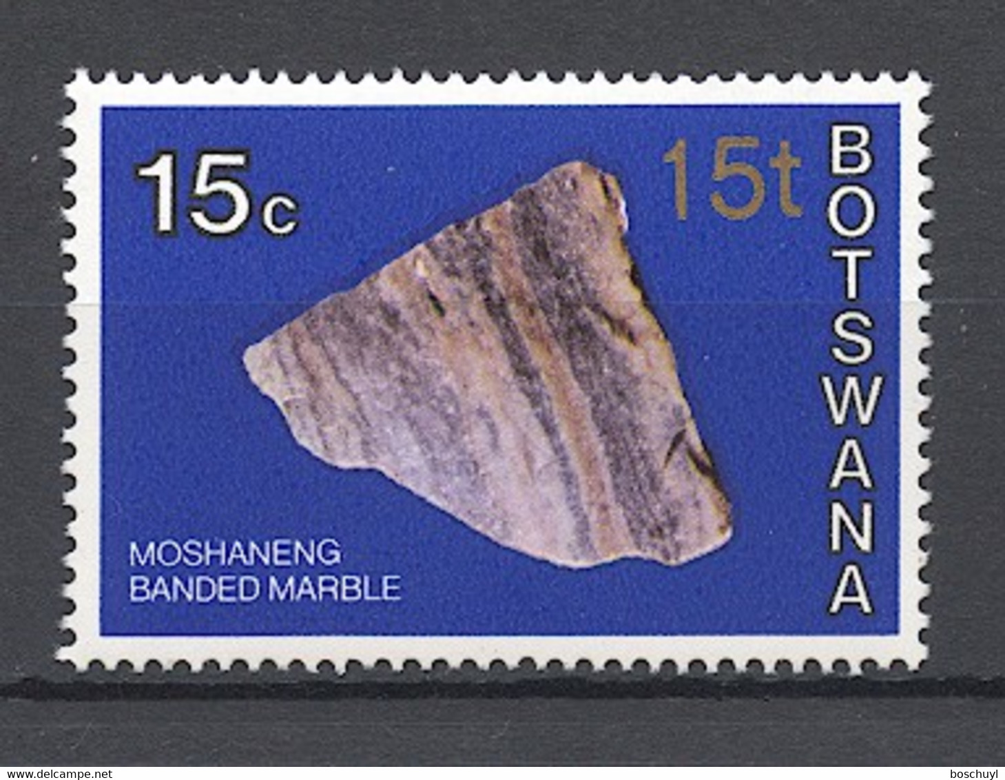 Botswana, 1977, Minerals, 15 T On 15 C, Overprinted, MNH, Michel 162 Type II - Botswana (1966-...)