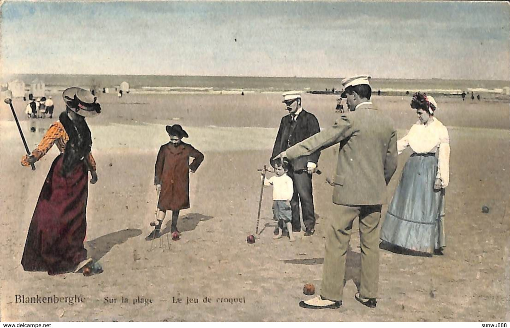 Blankenberghe - Sur La Plage - Le Jeu De Vroquet (animée Colorisée) - Blankenberge