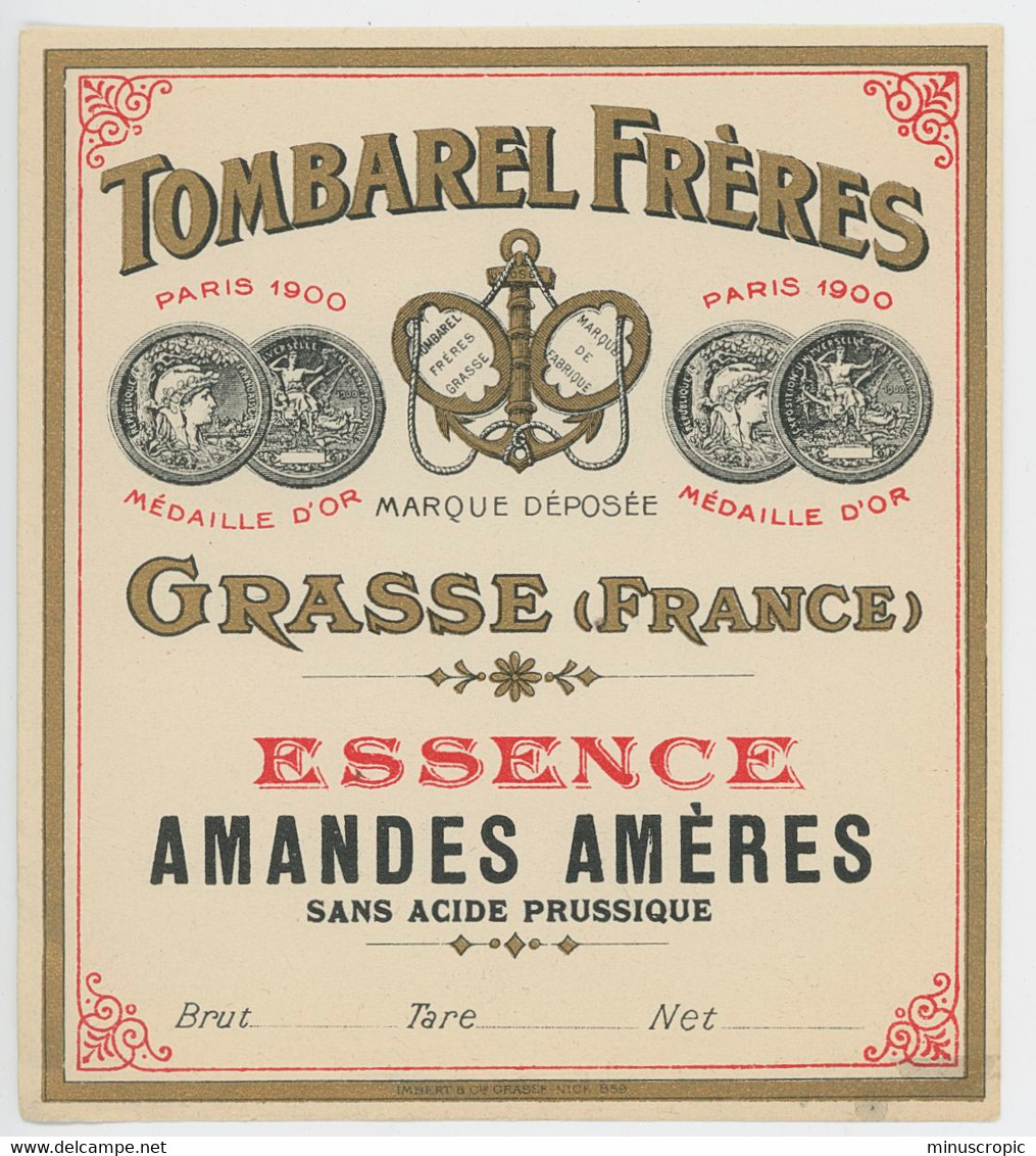 Etiquette - Essence Amandes Amères - Tombarel Frères - Grasse - Etichette