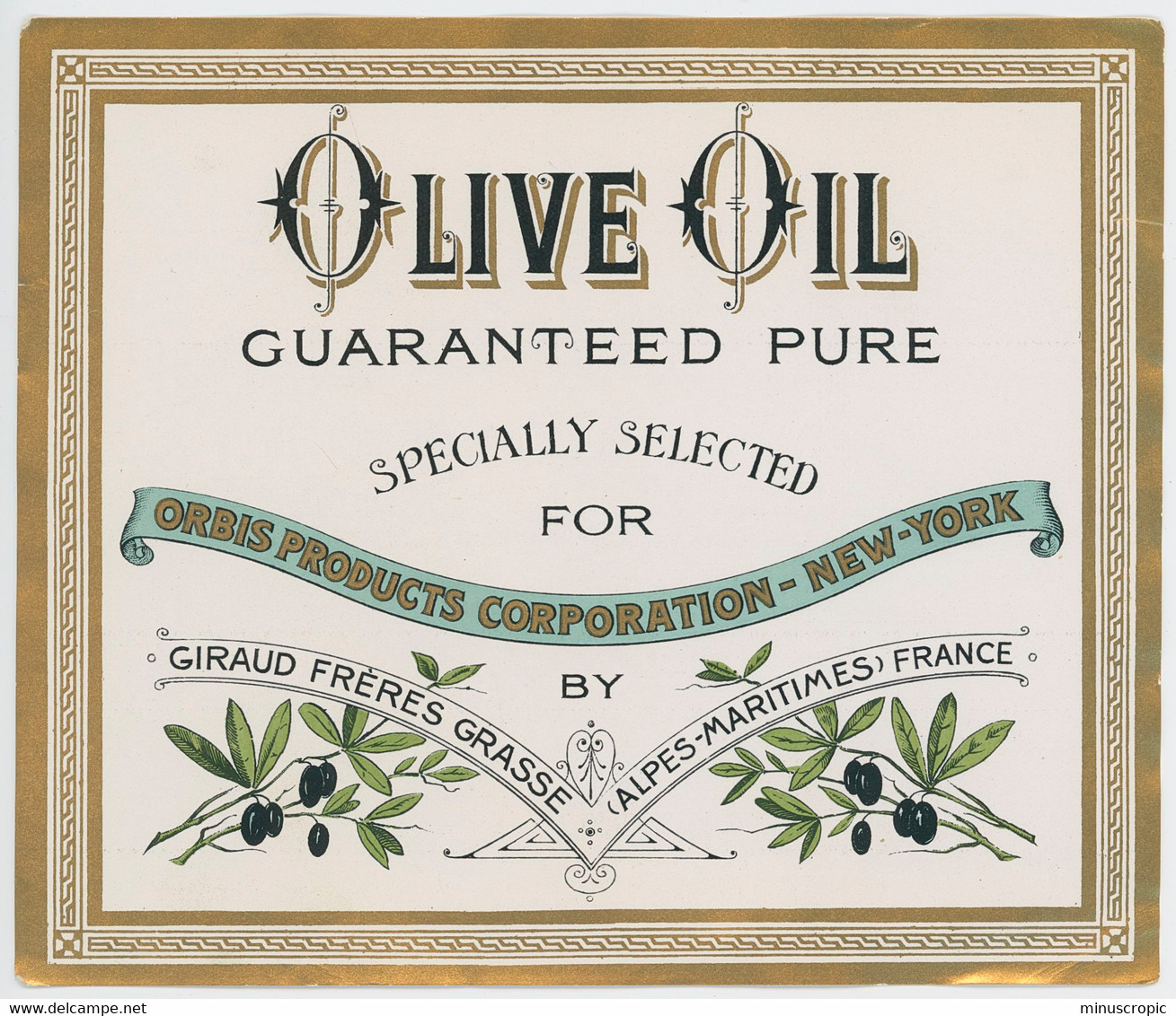 Etiquette - Olive Oil - Giraud Frères - Grasse - Etiketten