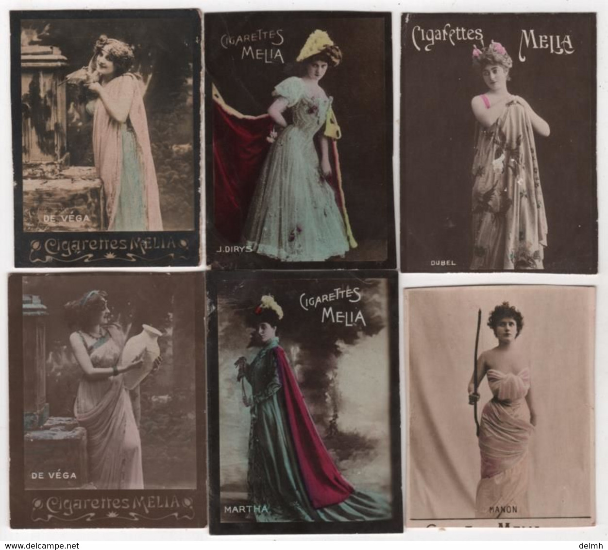 CARTES CIGARETTES MELIA ALGER Dos Vierge Lot De 6 Artiste DE VEGA DIRYS DUBEL MARTHA MANON - Melia