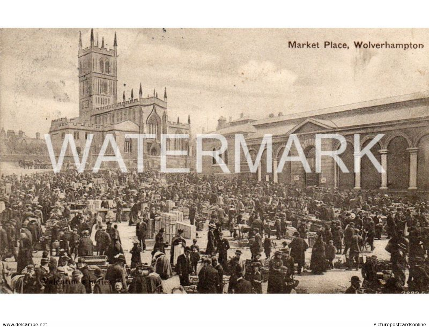WOLVERHAMPTON MARKET PLACE BUSY SCENE OLD B/W POSTCARD STAFFORDSHIRE - Wolverhampton