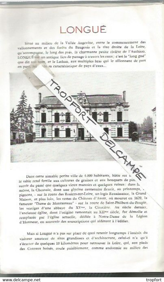 XB Cpa // Old  Tourist Paper // Dépliant Livret Touristique Ancien // LONGUE Longué 1956 SAUMUR - Other & Unclassified