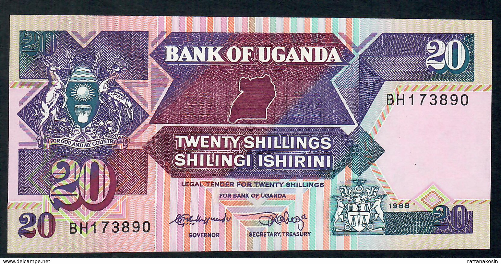 UGANDA P29a 20 SHILLINGS 1987 #BH  UNC. - Oeganda