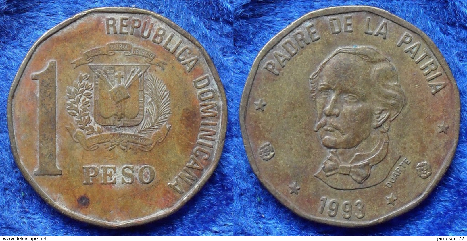 DOMINICAN REPUBLIC - 1 Peso 1993 "Duarte" KM# 80.2 - Edelweiss Coins . - Dominicana