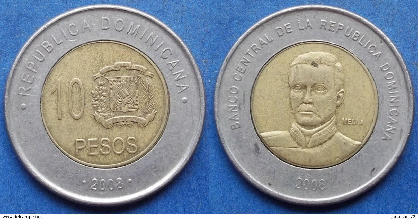 DOMINICAN REPUBLIC - 10 Pesos 2008 "General Mella" KM# 106 - Edelweiss Coins - Dominicana