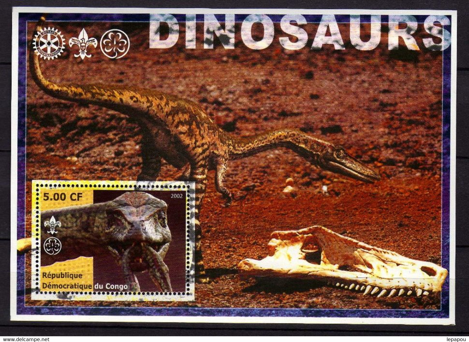 Congo 2002 - Lot De 8 Blocs Feuillets "Dinosaures"  Oblitération Très Légère - Used - Préhistoriques