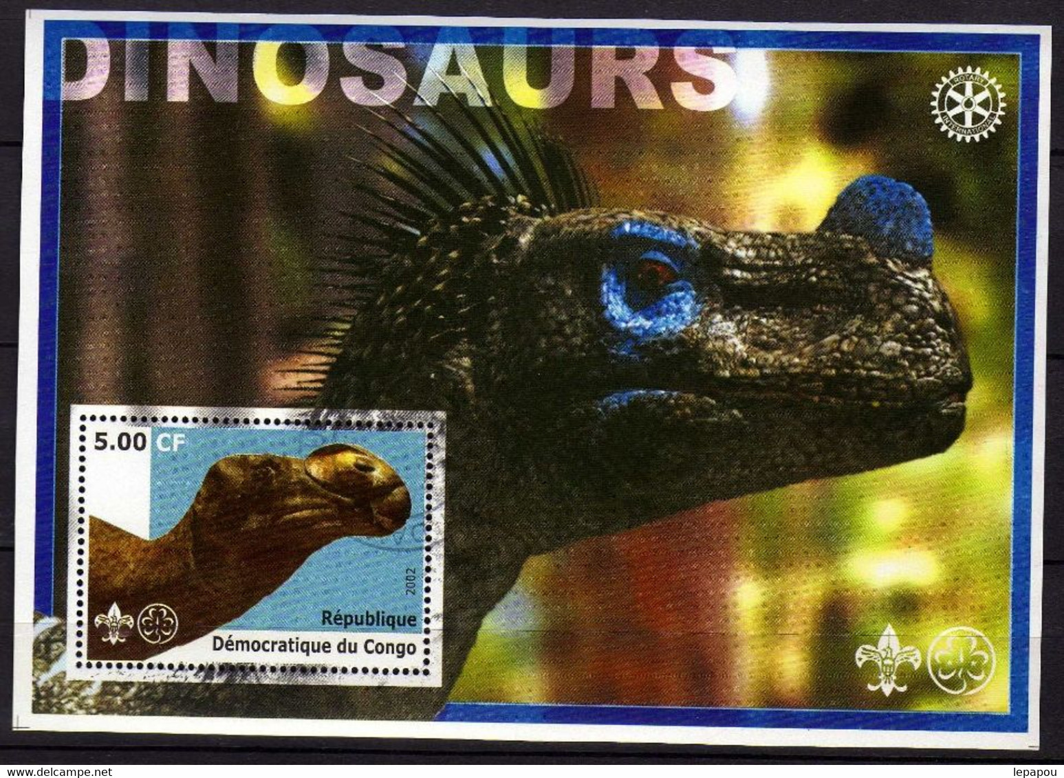 Congo 2002 - Lot de 8 blocs Feuillets "Dinosaures"  Oblitération très légère - Used