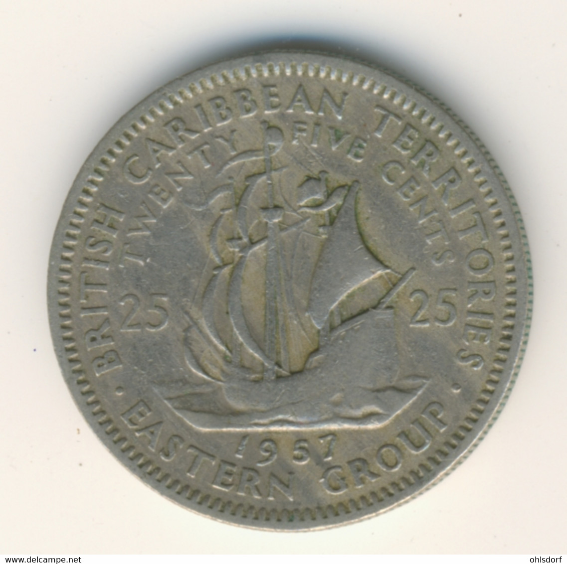 BRITISH CARIBBEAN TERRITORIES 1957: 25 Cents, KM 6 - Britse Caribische Gebieden