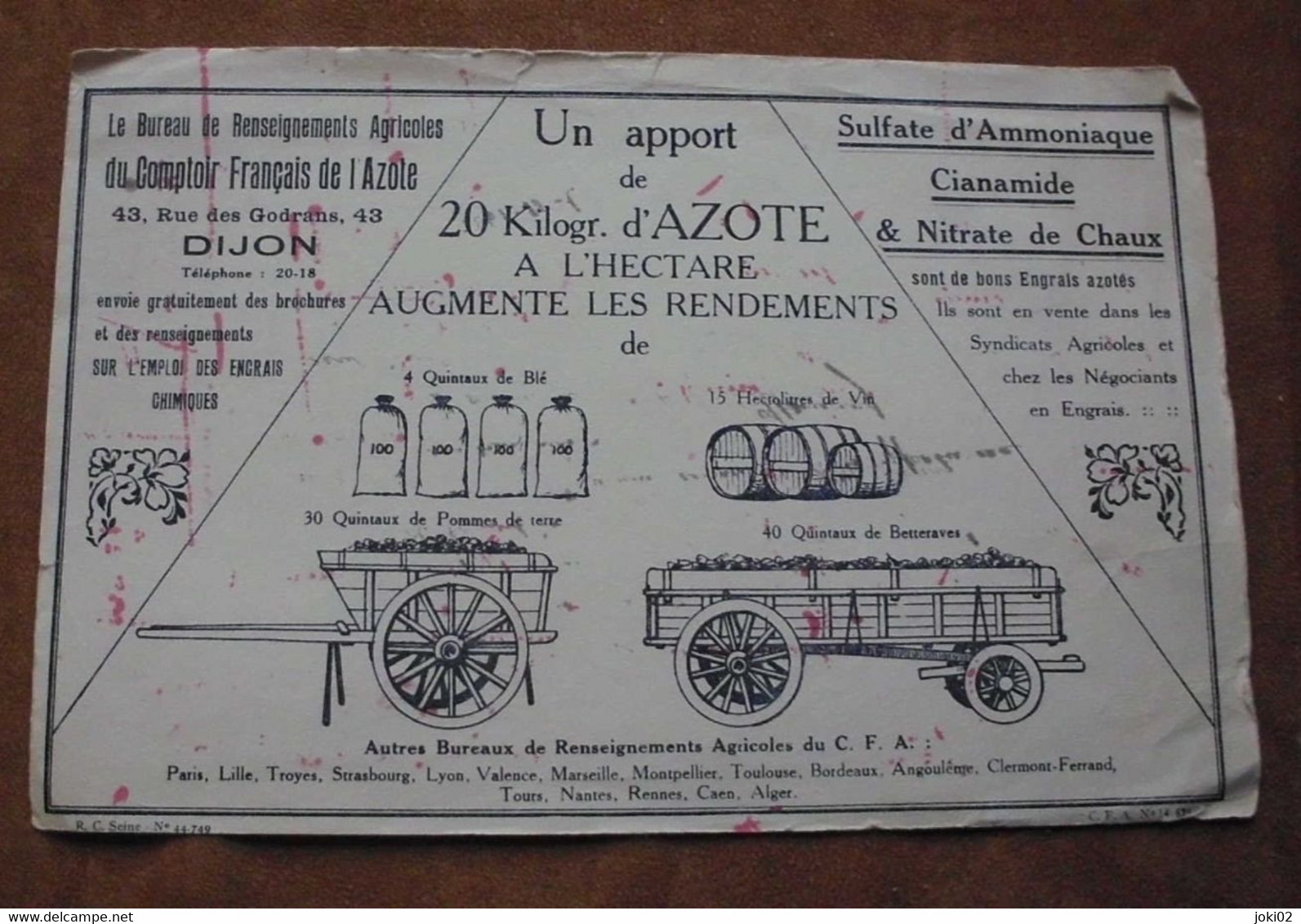 Buvard Comptoir Français De L Azote - Landwirtschaft