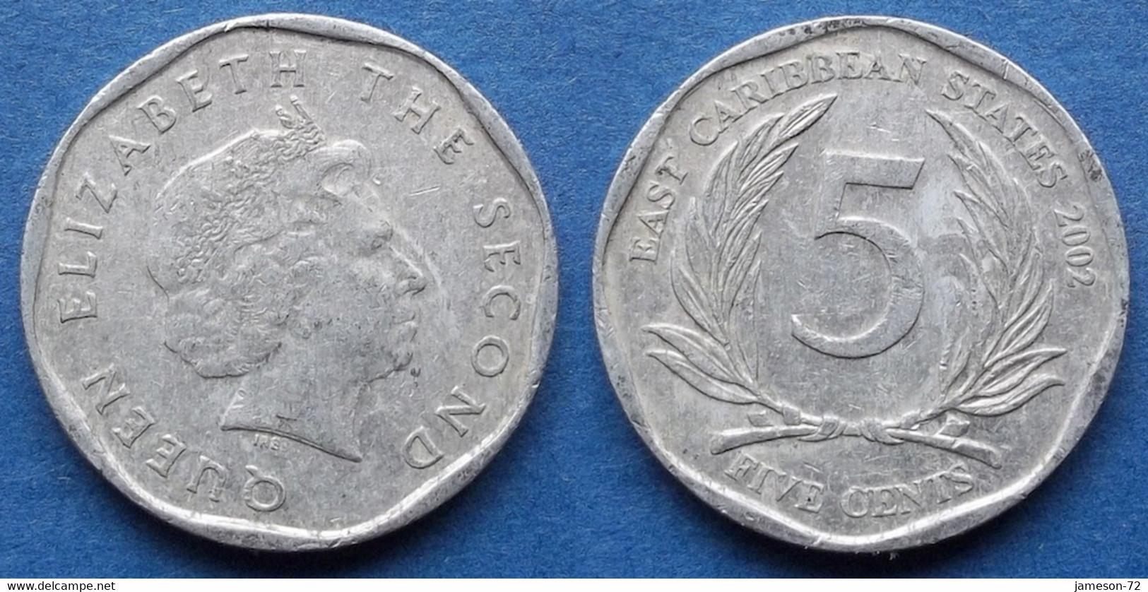 EAST CARIBBEAN STATES - 5 Cents 2002 KM# 36 Elizabeth II - Edelweiss Coins - Caribe Oriental (Estados Del)