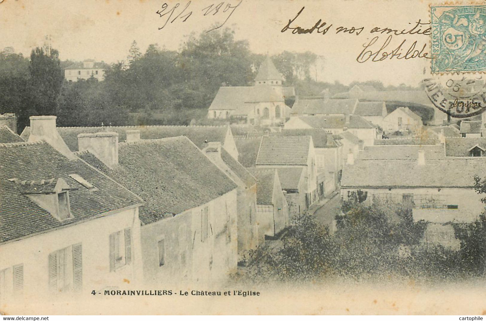 78 - MORAINVILLIERS - Le Chateau Et L'Eglise En 1905 - Morainvilliers