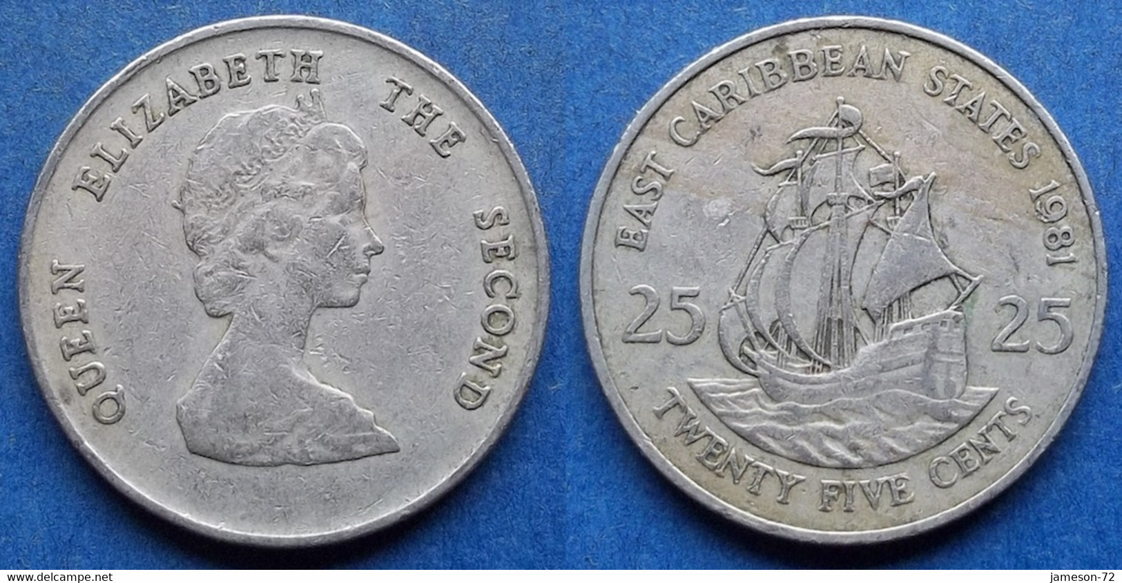 EAST CARIBBEAN STATES - 25 Cents 1981 KM# 14 Elizabeth II - Edelweiss Coins - East Caribbean States