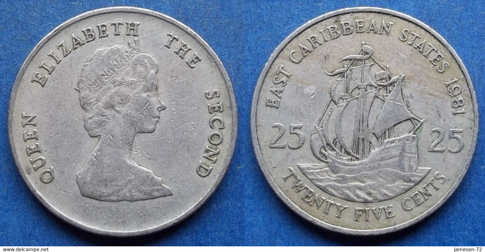 EAST CARIBBEAN STATES - 25 Cents 1981 KM# 14 Elizabeth II - Edelweiss Coins - Caraïbes Orientales (Etats Des)