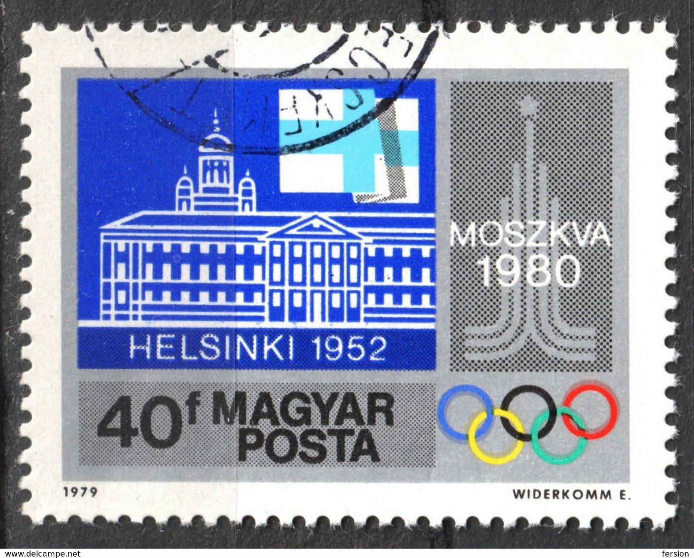 FINLAND Olympic Games 1952 Helsinki City Hall - FLAG - Olympic Games Moscow 1980 - Hungary 1979 - Used - Sommer 1952: Helsinki