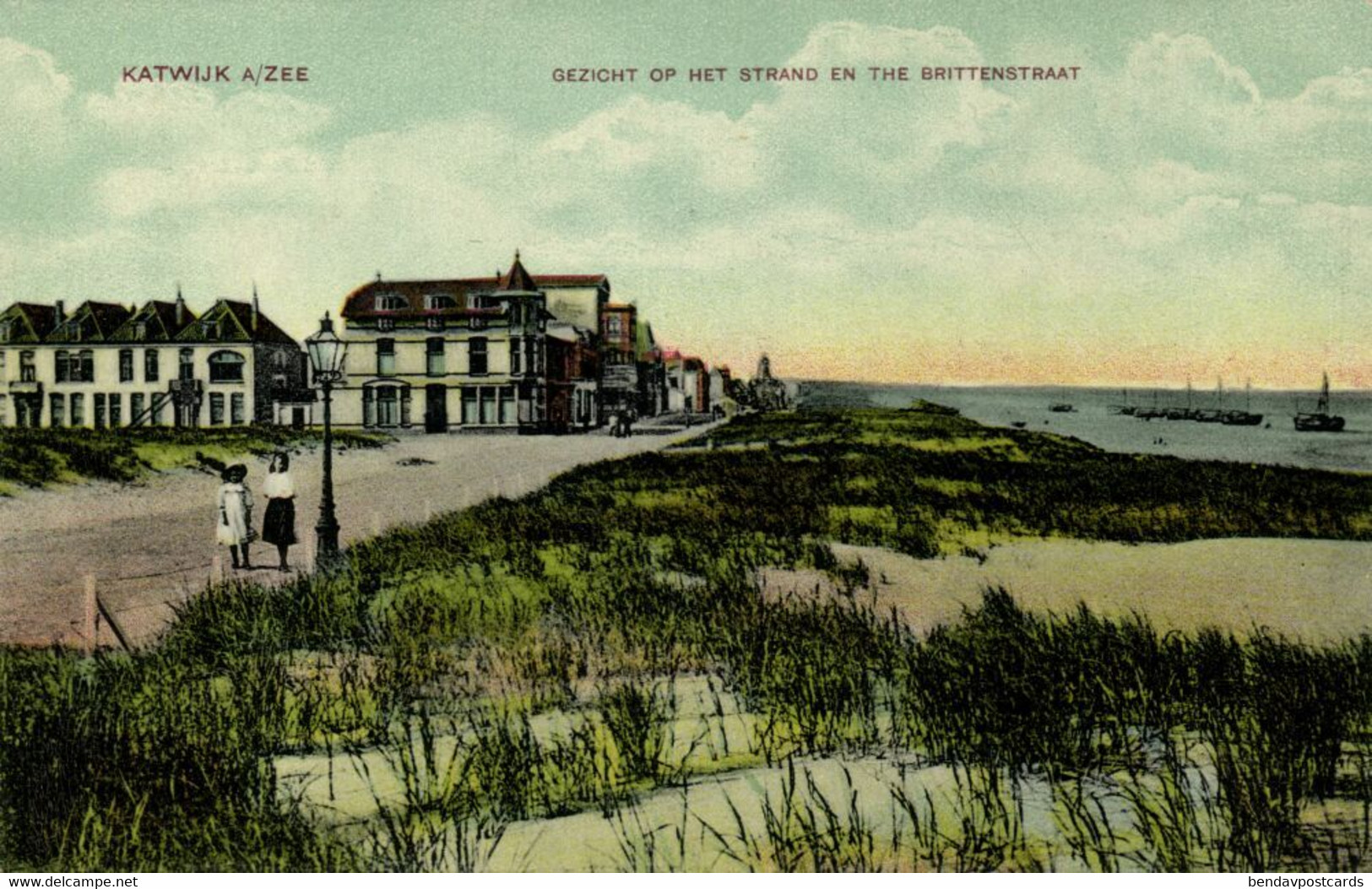 Nederland, KATWIJK A/Zee, Strand En Brittenstraat (1910s) Ansichtkaart - Katwijk (aan Zee)